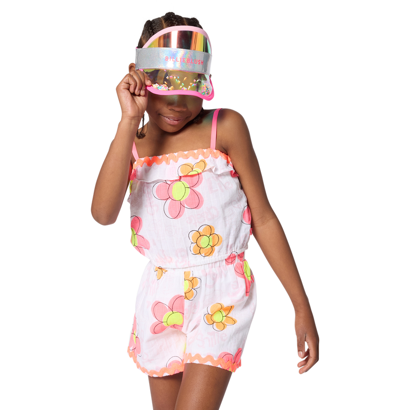 Billie Blush Girl's White Flower Cotton Shorts