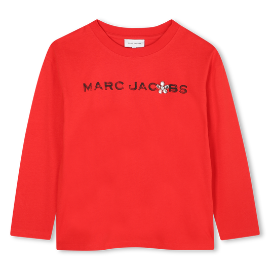 Marc Jacobs Girl's Red Long Sleeve Logo T-Shirt