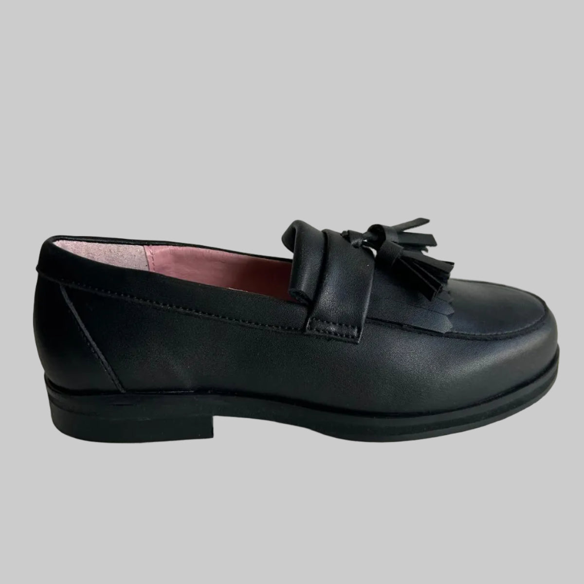 Petasil Girl's Drake Black Leather School Shoes