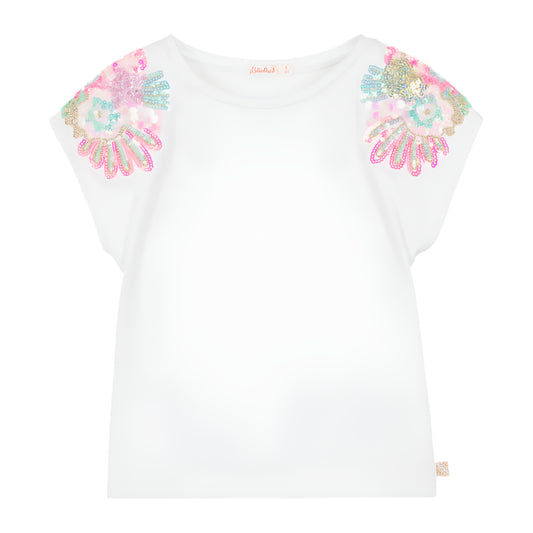 Billie Blush Girl's White Sequin T-Shirt