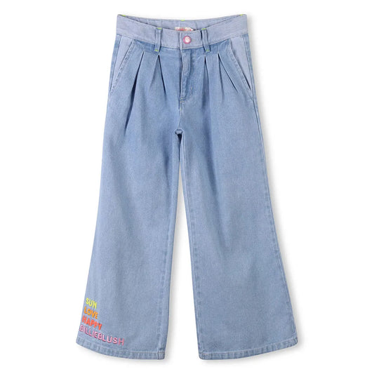 Billie Blush Girl's Bleached Flared Trousers