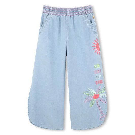 Billie Blush Girl's Bleached Denim Flared Pants