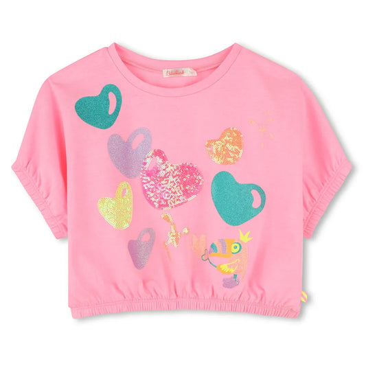Billie Blush Girl's Pink Cropped Graphic T-Shirt