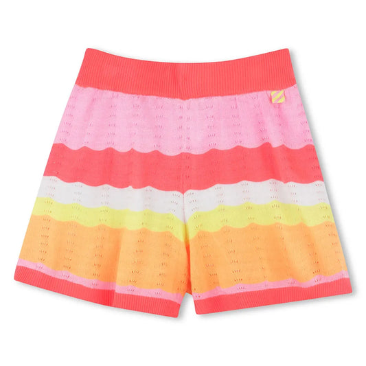 Billie Blush Girl's Coral Striped Knitted Shorts