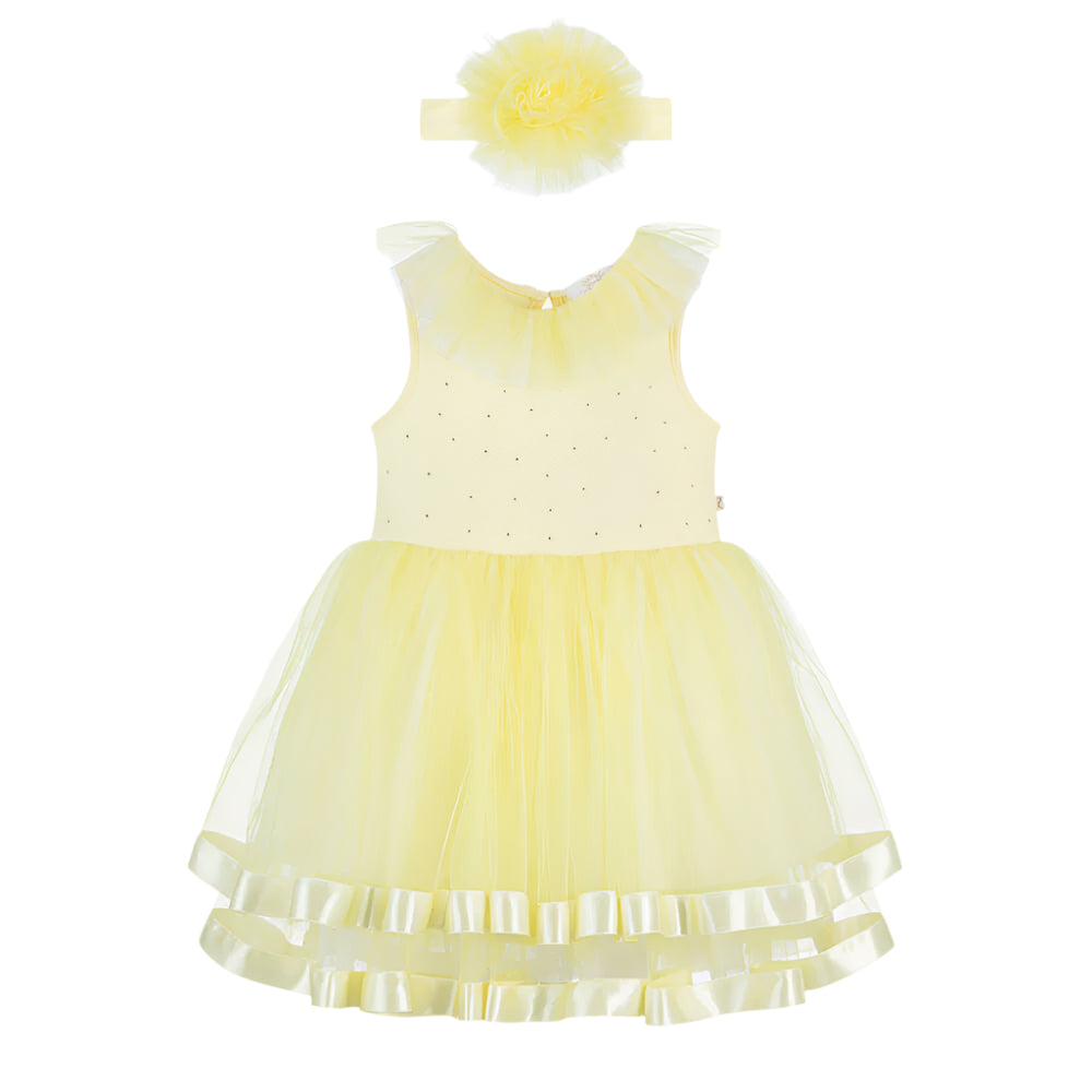 Caramelo Girl's Lemon Dress & Headband