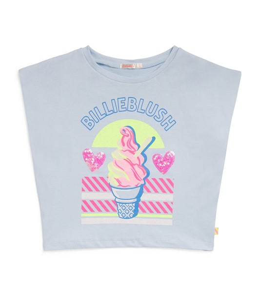 Billie Blush Girl's Ice Blue Sleeveless Graphic T-Shirt