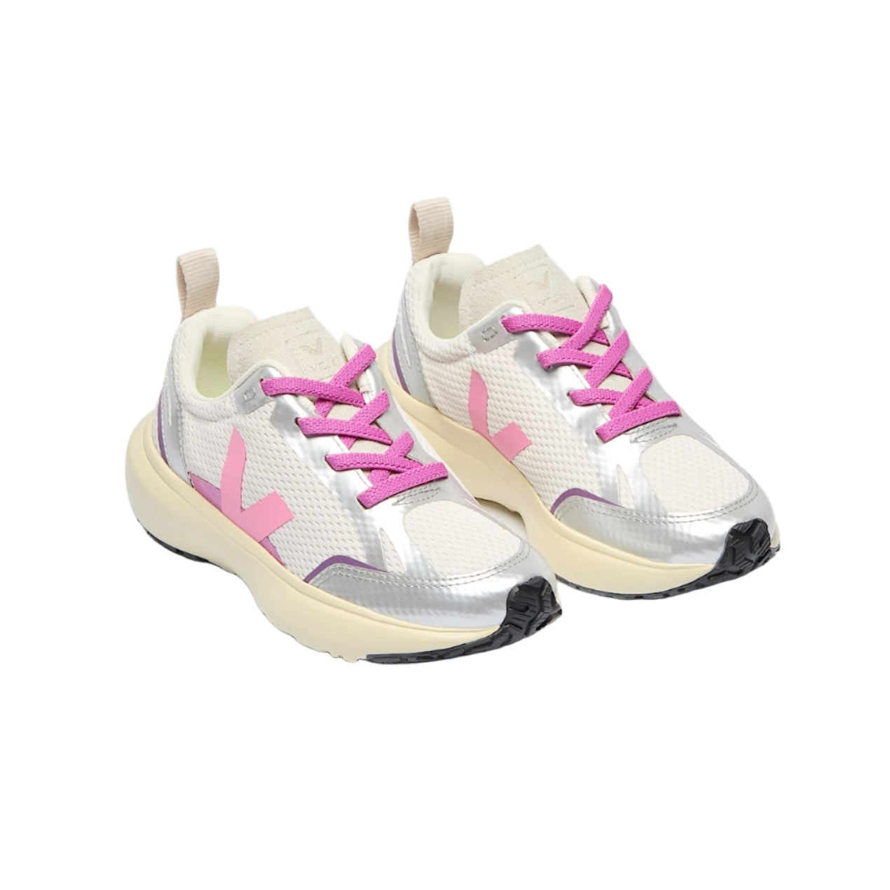 Veja Baby Girl's Gravel Malibu Silver Canary Trainers