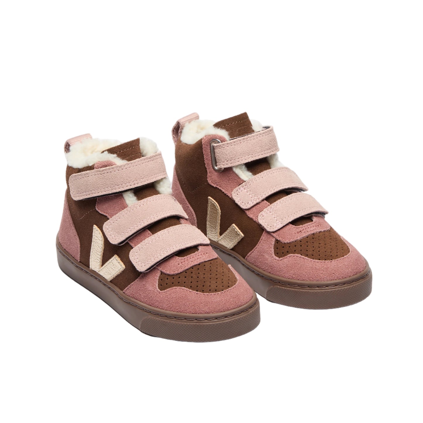 Veja Baby Girl's Winter Suede Walnut Platine Bark V-10 Trainers