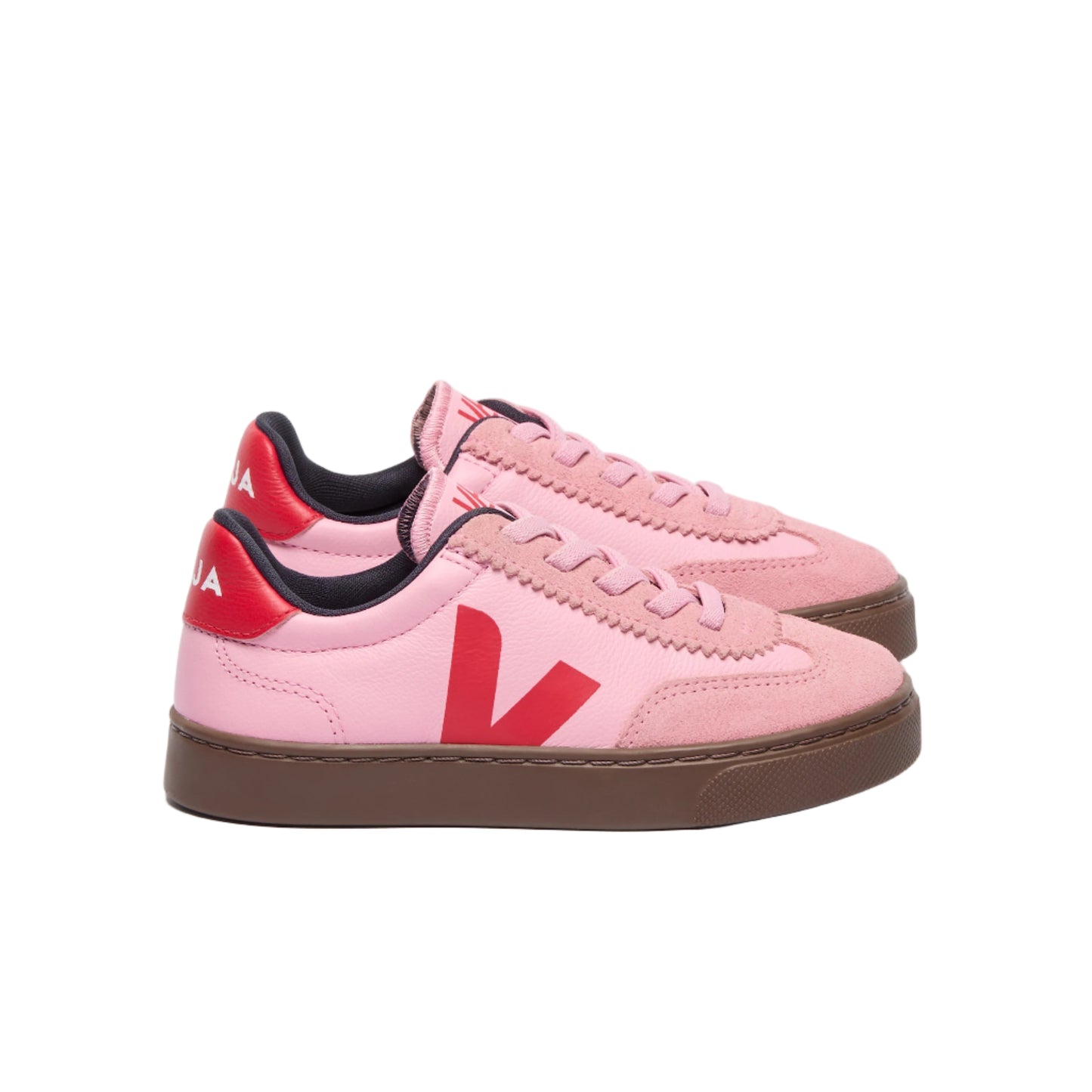 Veja Girl's Guimauve Pekin Bark Leather Volley Trainers