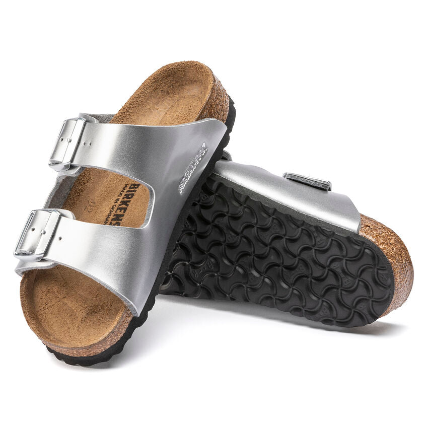 Birkenstock Girl's Silver Leather Arizona Sandals