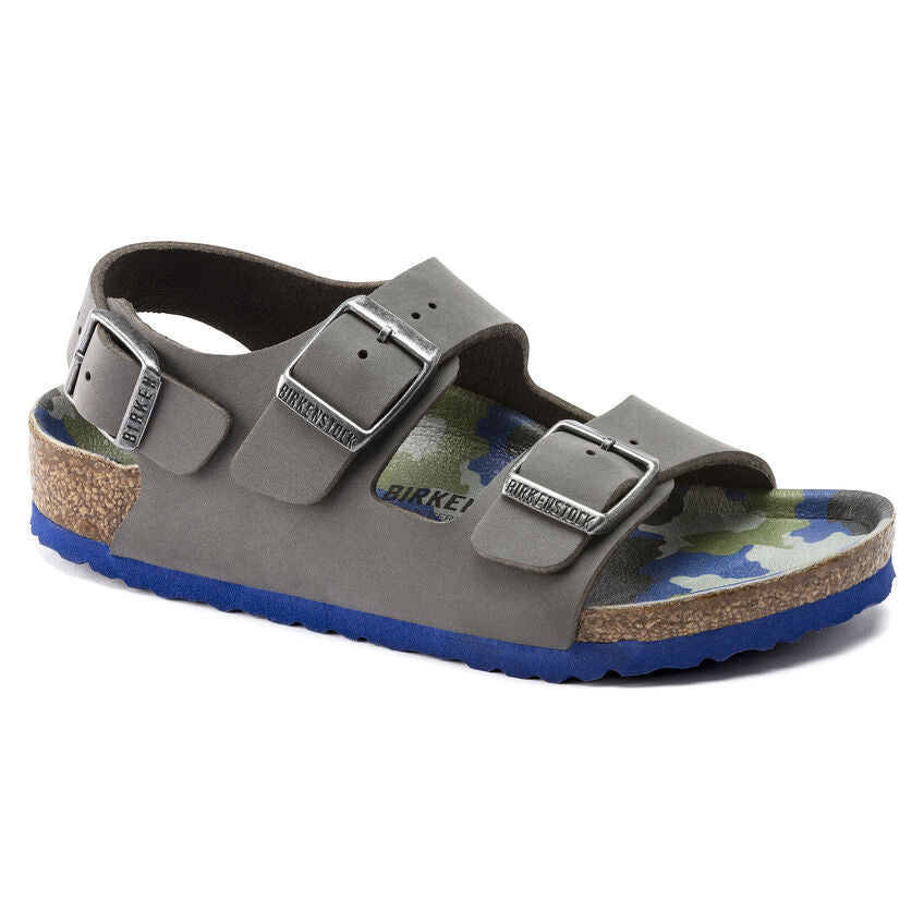 Birkenstock Boy's 'Milano' Grey & Camo Suede Sandals