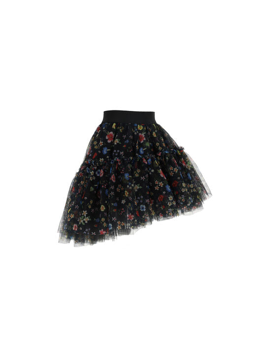 Monnalisa Girl's Black Floral Tulle Skirt
