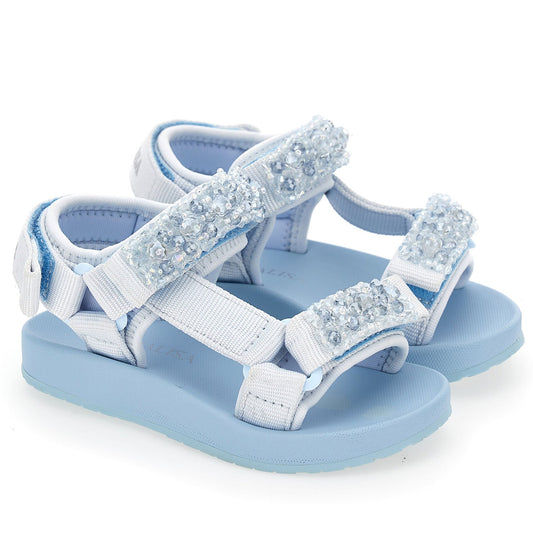 Monnalisa Girl's Light Blue Pearl Sandals