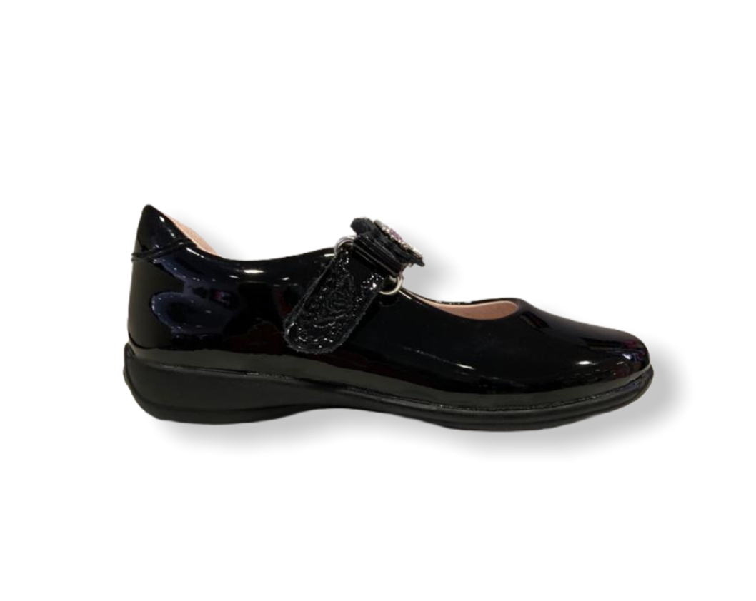 Lelli Kelly Blossom Black Patent Interchangeable Unicorn Strap School Shoe