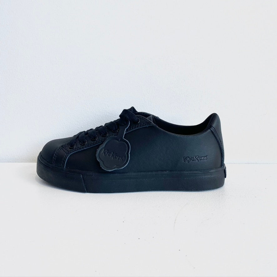 Kickers Unisex Black Leather 'Tovni Lacer' School Shoes