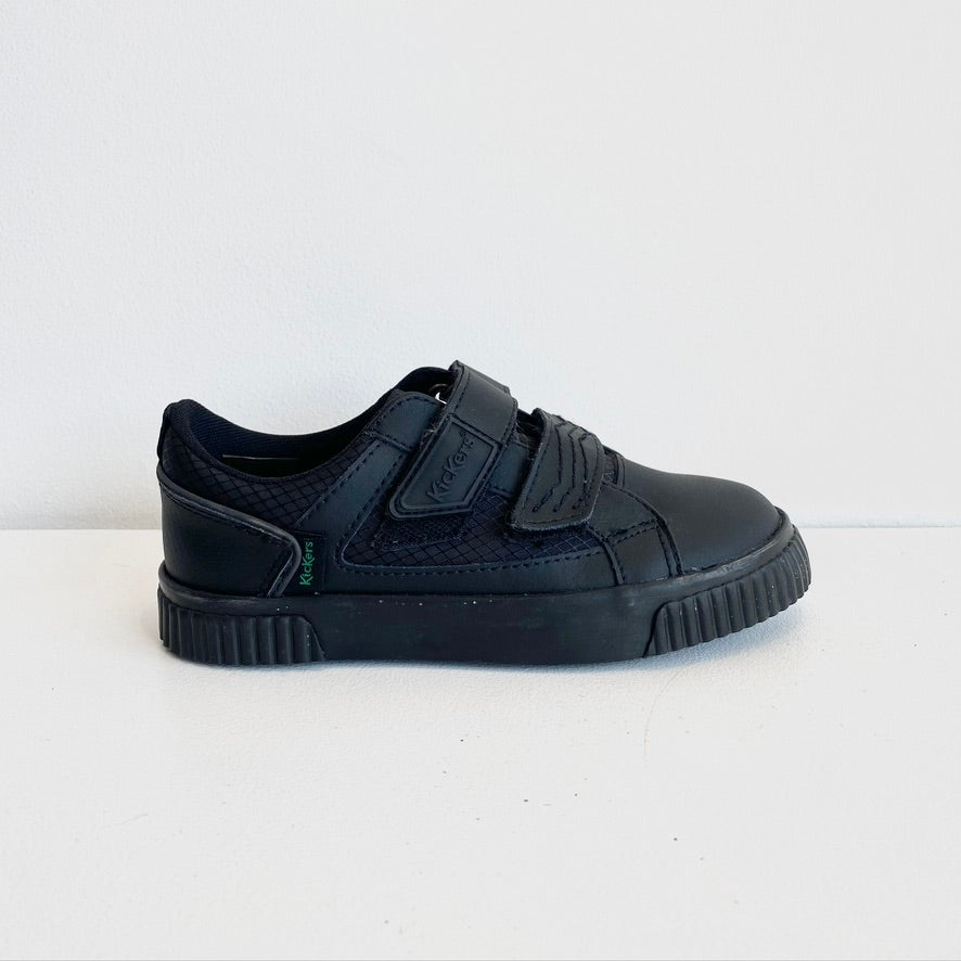 Kickers Boy's Black Leather 'Tovni Twin Flex' School Shoes