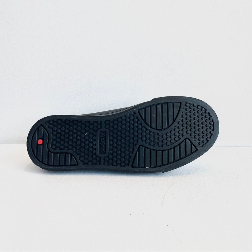 Kickers Unisex Black Leather 'Tovni Lacer' School Shoes