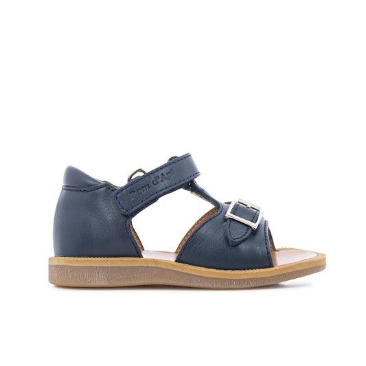 Pom D Api Navy Leather 'Poppy Easy' Sandals