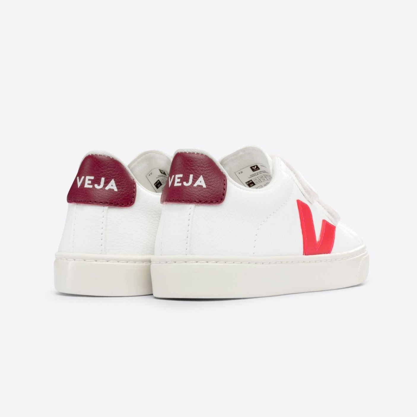 Veja Kid's Esplar Leather White Rose Fluo Marsala Trainers