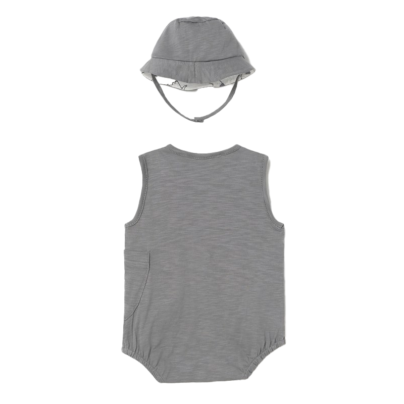 Mayoral Baby Boy's Elephant Grey Sustainable Cotton Hat & Romper Set