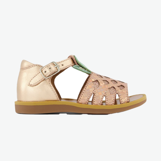 Pom D Api Girl's Cuivre & Mint Poppy Sandals