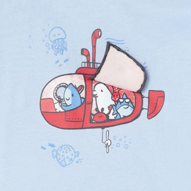Mayoral Baby Boy's Light Blue Submarine Cotton Interactive T-Shirt