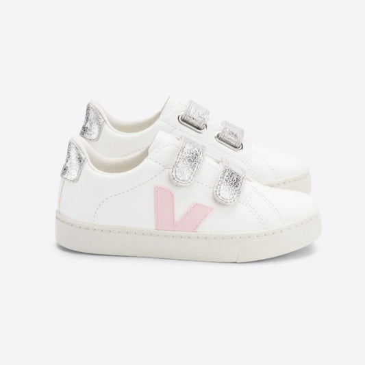Veja Small Kid's Esplar Leather White Petale Silver